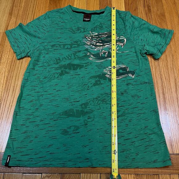 Tony Hawk Green V-Neck T-Shirt with Cool Y2K Style Graphic Small Size Youth XL - Picture 4 of 5
